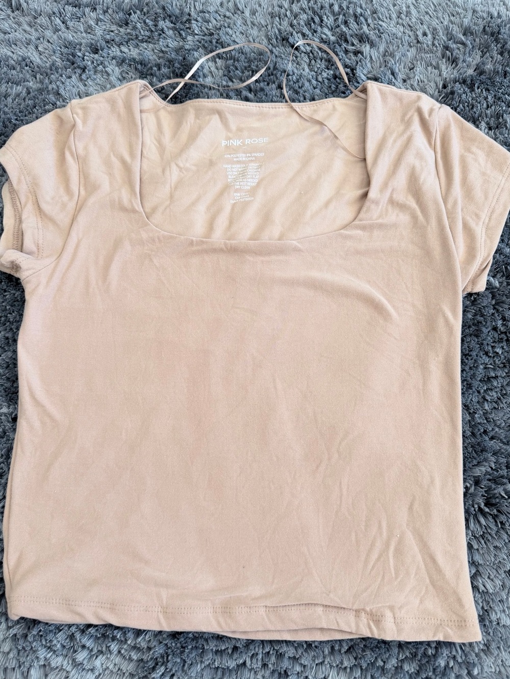 Pink Rose Soft Scoop Neck Top in Beige